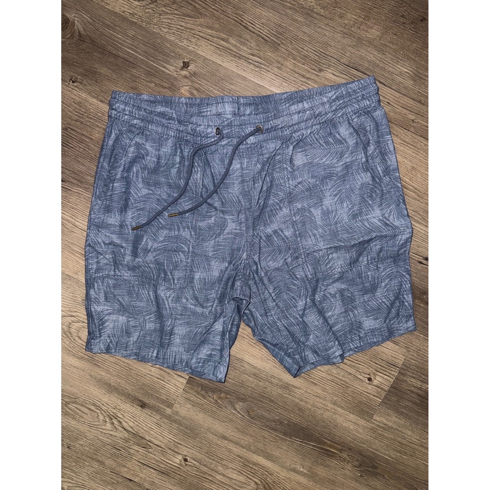 CSG Champs Sports Gear Mens Blue Palm Leaf Print Drawstring Shorts Size L